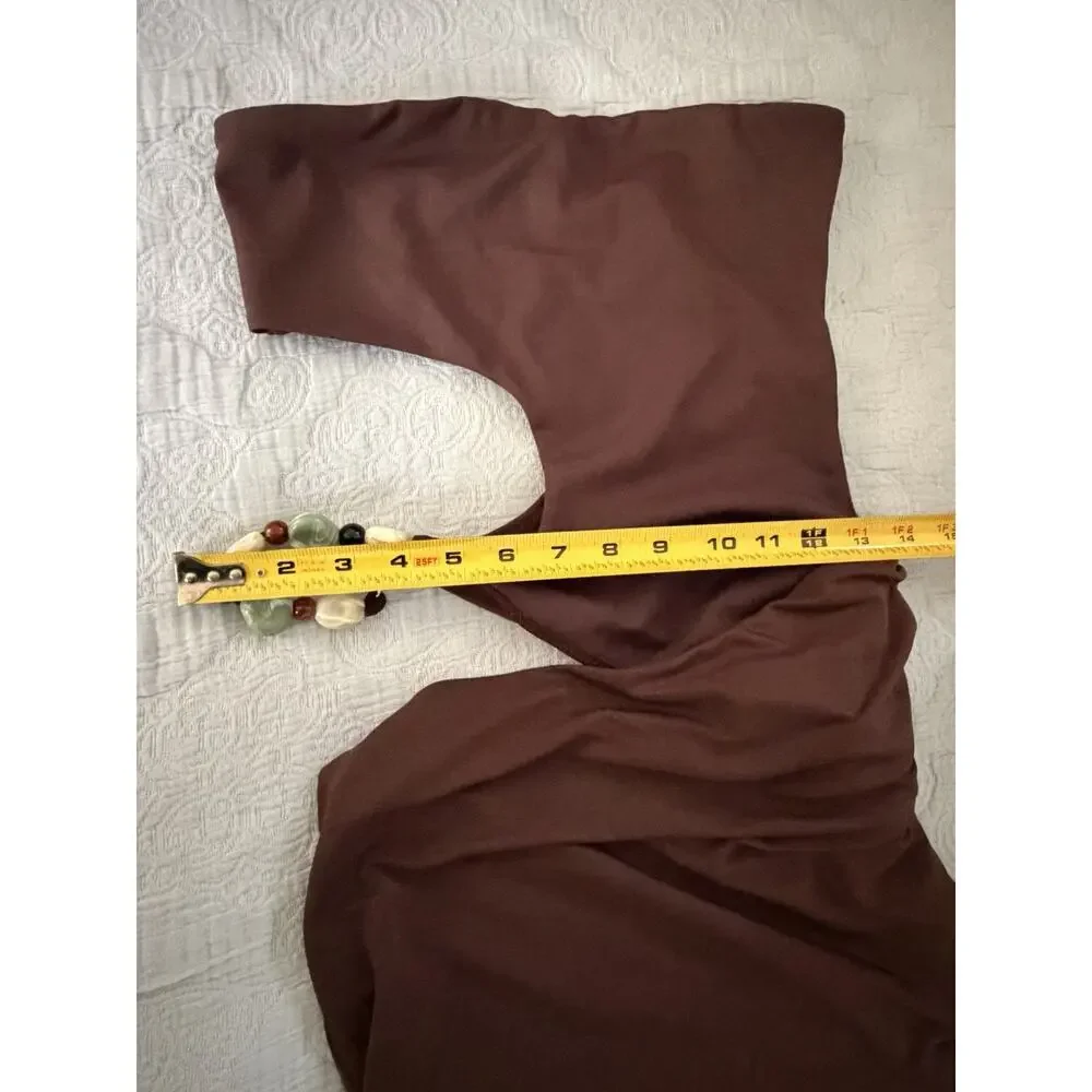 White Fox She's A Goddess Maxi Dress Chocolate Brown Sexy Cut Out Sz Small NWT - Picture 9 of 12